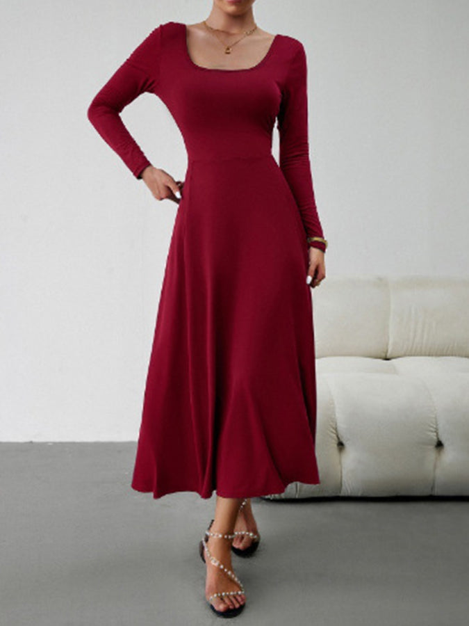 Long Sleeves Round Neck Maxi Dress