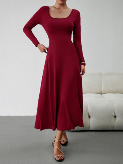 Long Sleeves Round Neck Maxi Dress