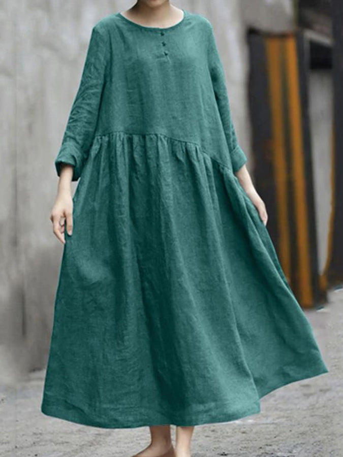 Long Sleeves Round Neck Maxi Dress
