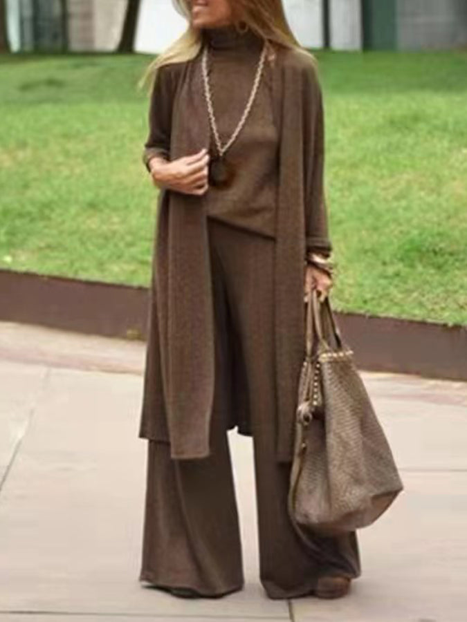 Cardigan Vest and Pants Three Pieces Sets