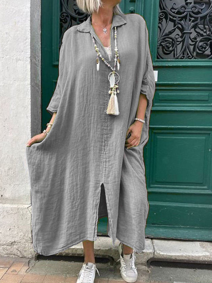 V Neck Half Sleeves Maxi Dress