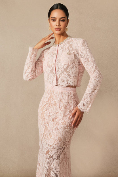 Islay Long Sleeve Lace Midi Dress Set