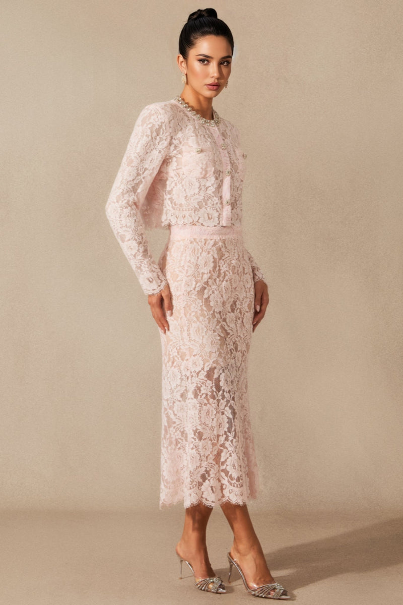 Islay Long Sleeve Lace Midi Dress Set