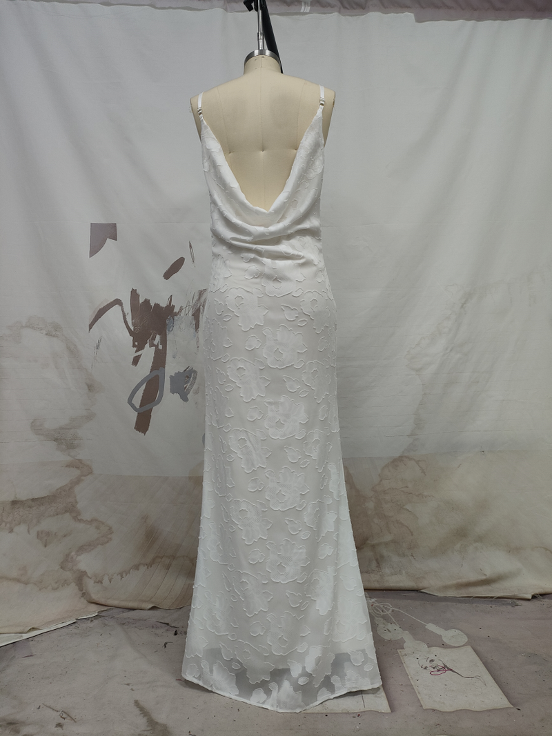 Cowl Neck Backless Gown Maxi Dress