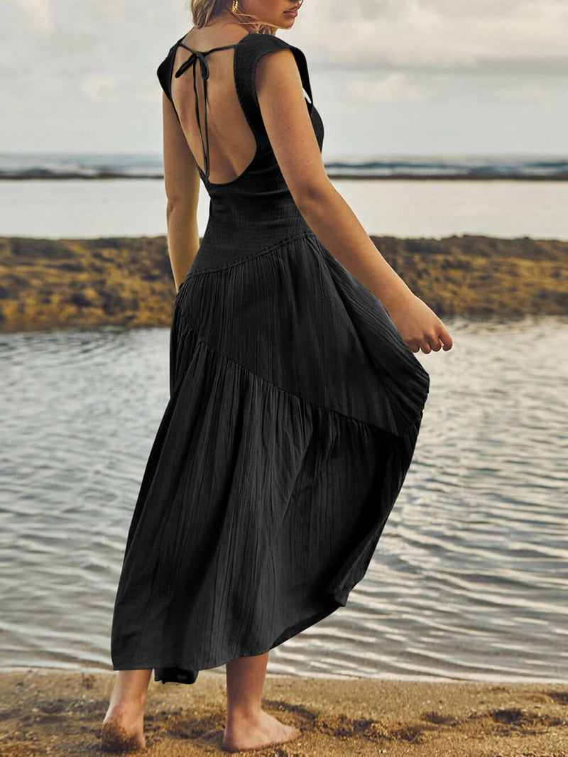 Square Neck Patchwork Maxi Dress