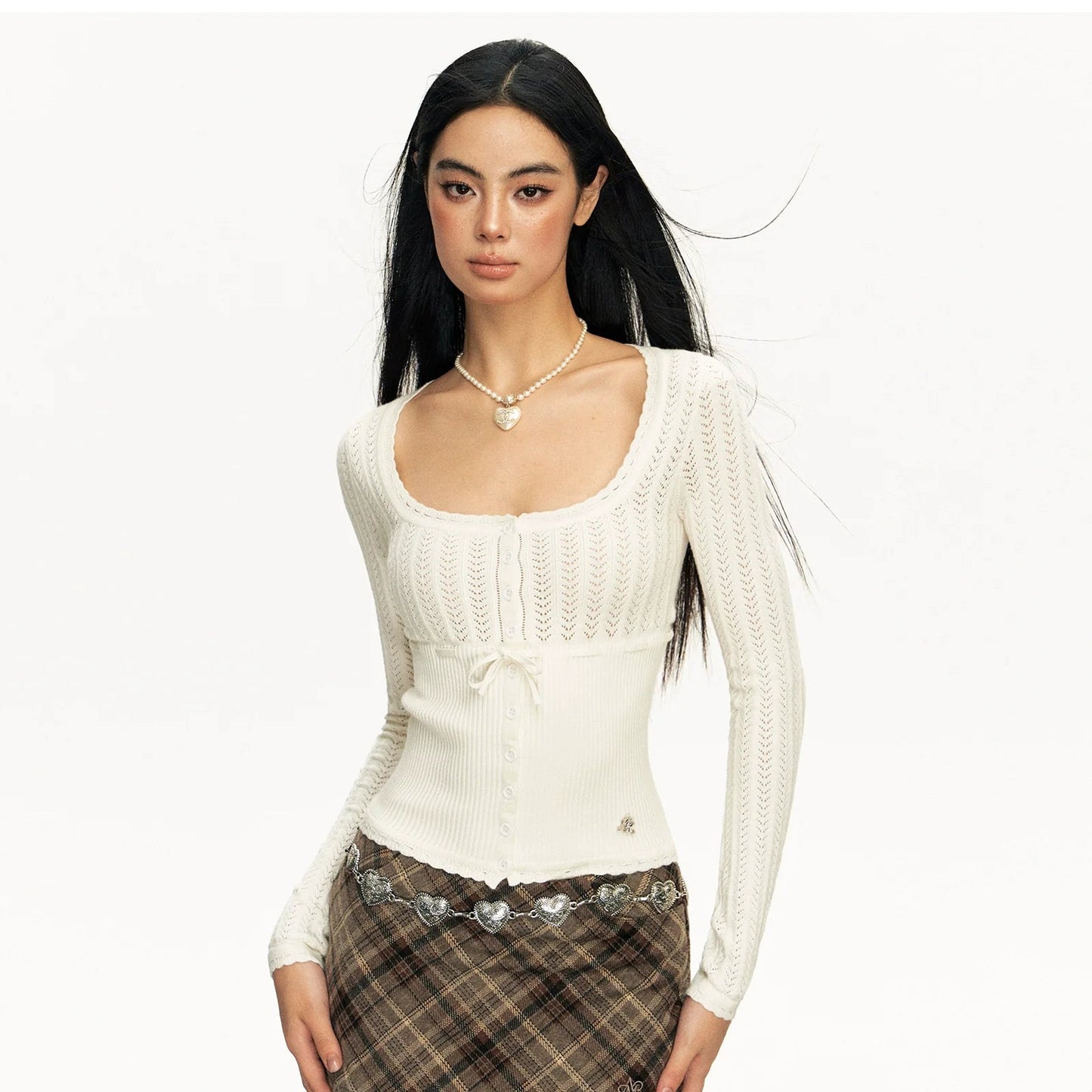 Open Knit Ribbed Lace Cardigan