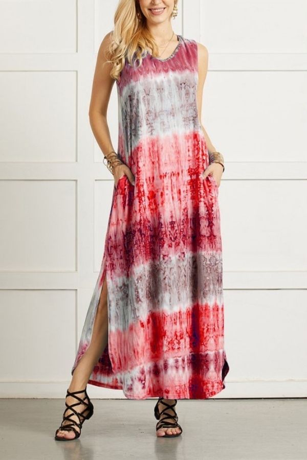 Sleeveless Colorful Printing Maxi Dress