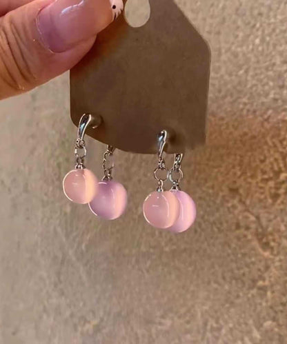 Brief Pink Copper Alloy Resin Hoop Earrings