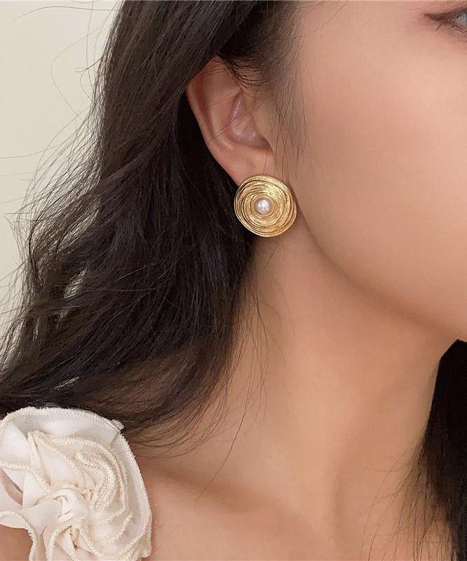 Silk Metal Resin Pearl Stud Earrings