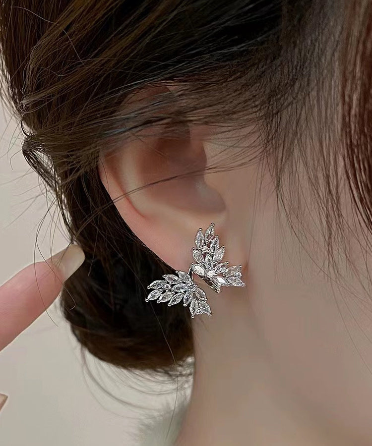 Vogue White Copper Alloy Butterfly Zircon Stud Earrings
