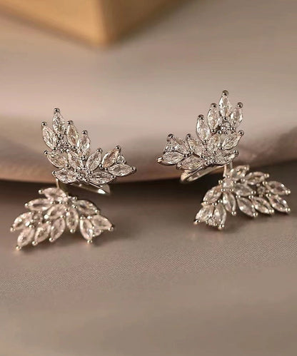 Vogue White Copper Alloy Butterfly Zircon Stud Earrings