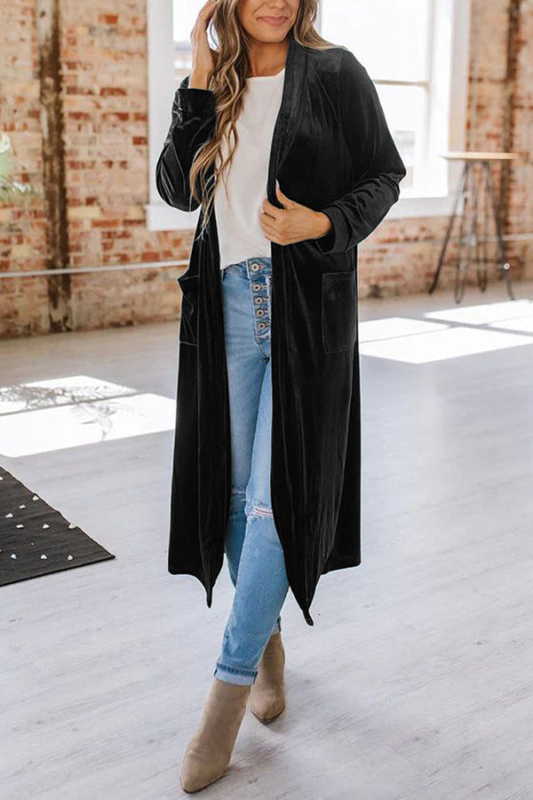 Velvet Cardigan Without Buttons