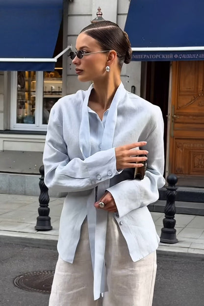 Cotton Tie Front Blouse