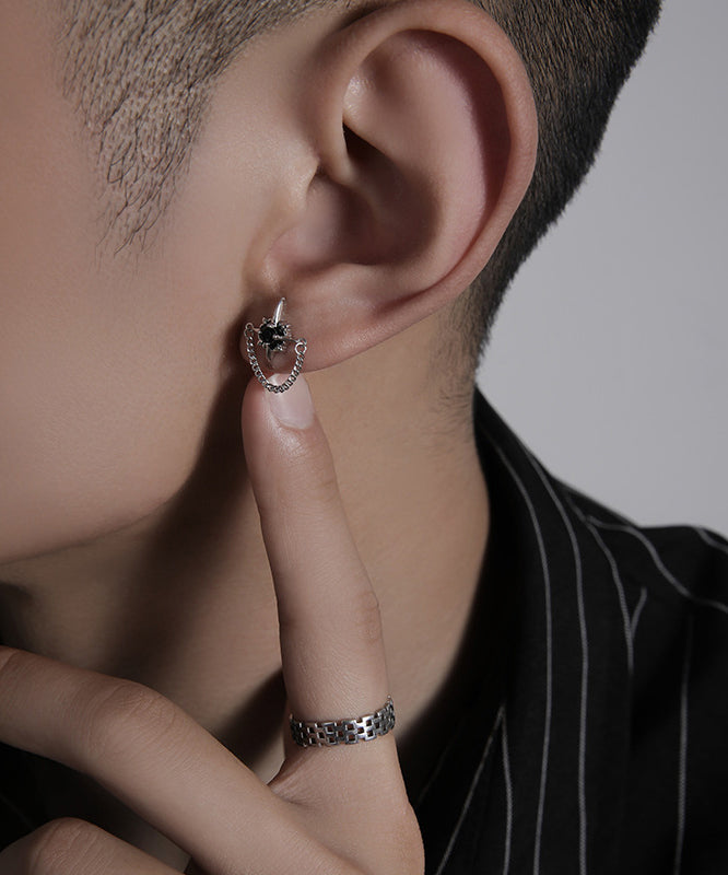 Silk Sterling Silver Zircon Chain Stud Earrings