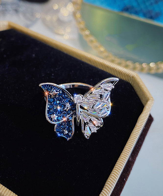 Blue Alloy Butterfly Zircon Rings