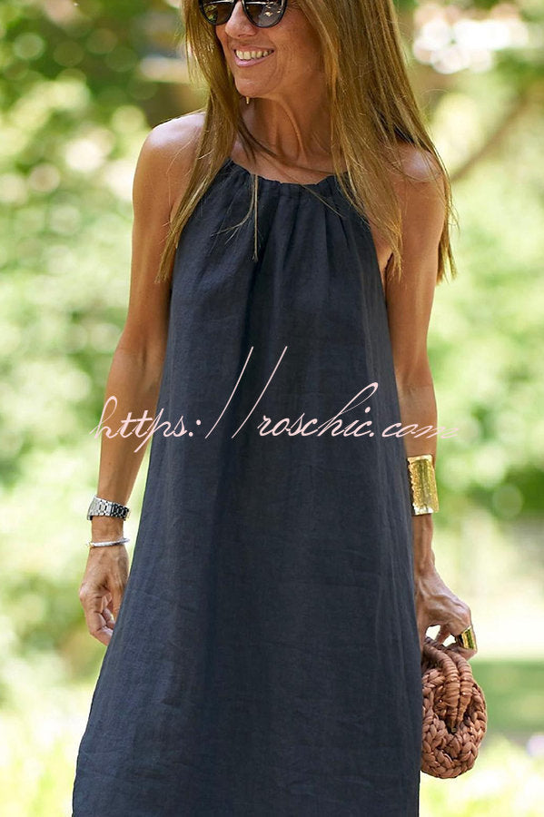Down by the Cove Linen Blend Halter Maxi Dress