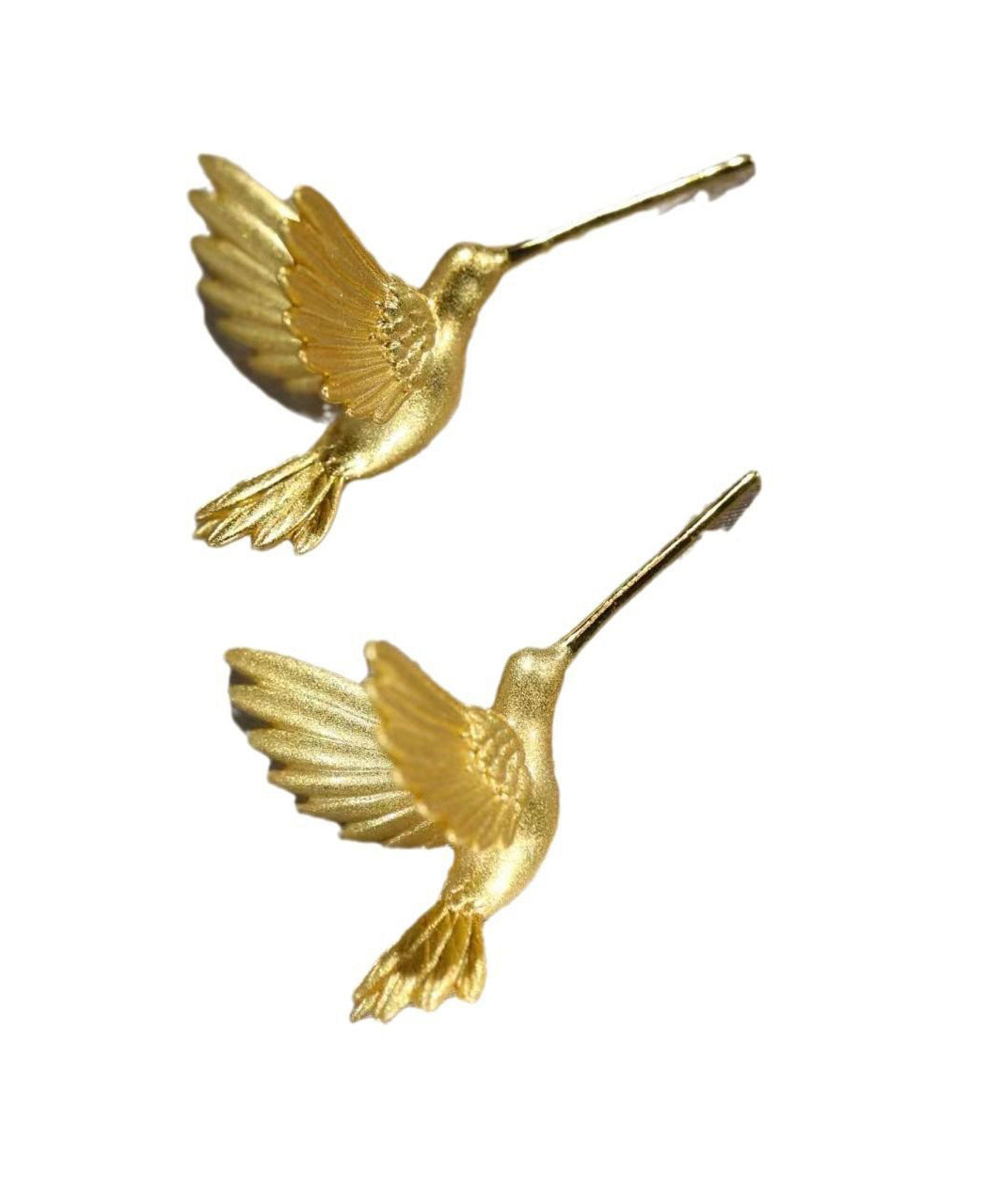 Modern Yellow Sterling Silver Overgild Little Bird Stud Earrings