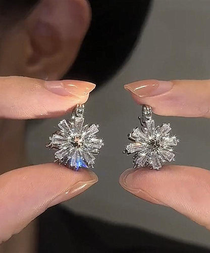 Silk Copper Zircon Snow Hoop Earrings
