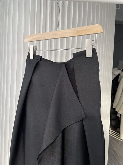4.29modern Royal Blue Irregular Pleated Patchwork Skirt