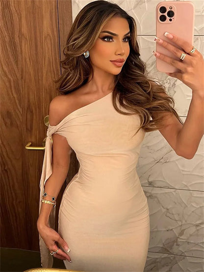 Off-shoulder Patchwork Slim Dress ’s Bandage Sleeveless Backless Party Dress New Female Long Dress
