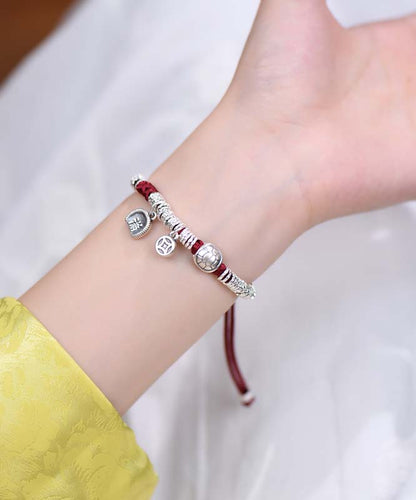 Red 999 Sterling Silver Zodiac Year Charm Bracelet