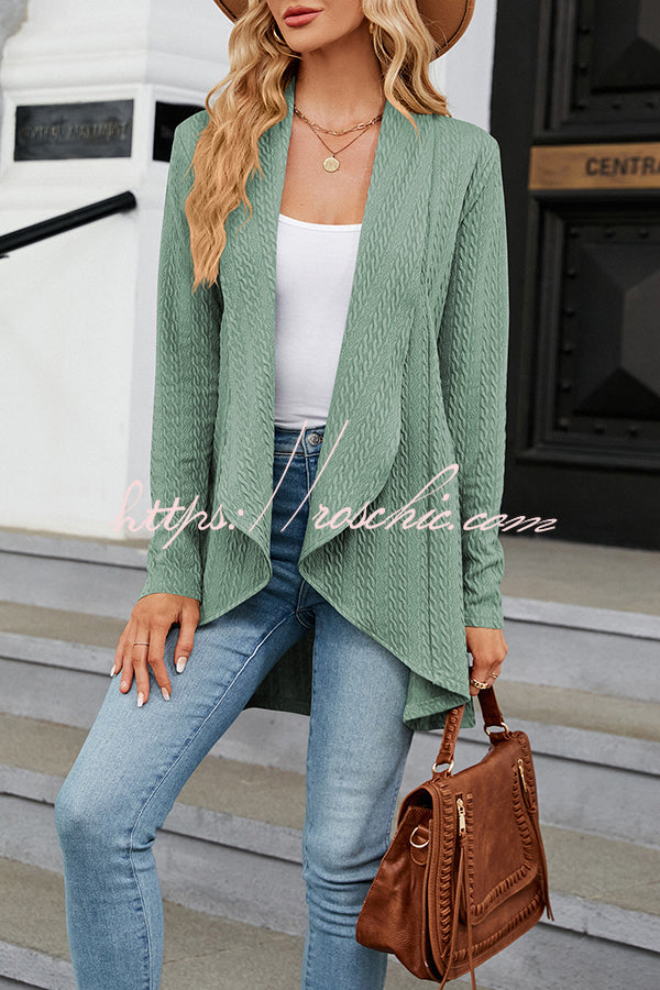 Long Sleeve Color Ruffle Loose Cardigan