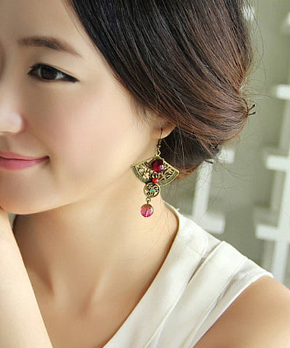 Crystal Patchwork Hollow Out Metal Drop Earrings