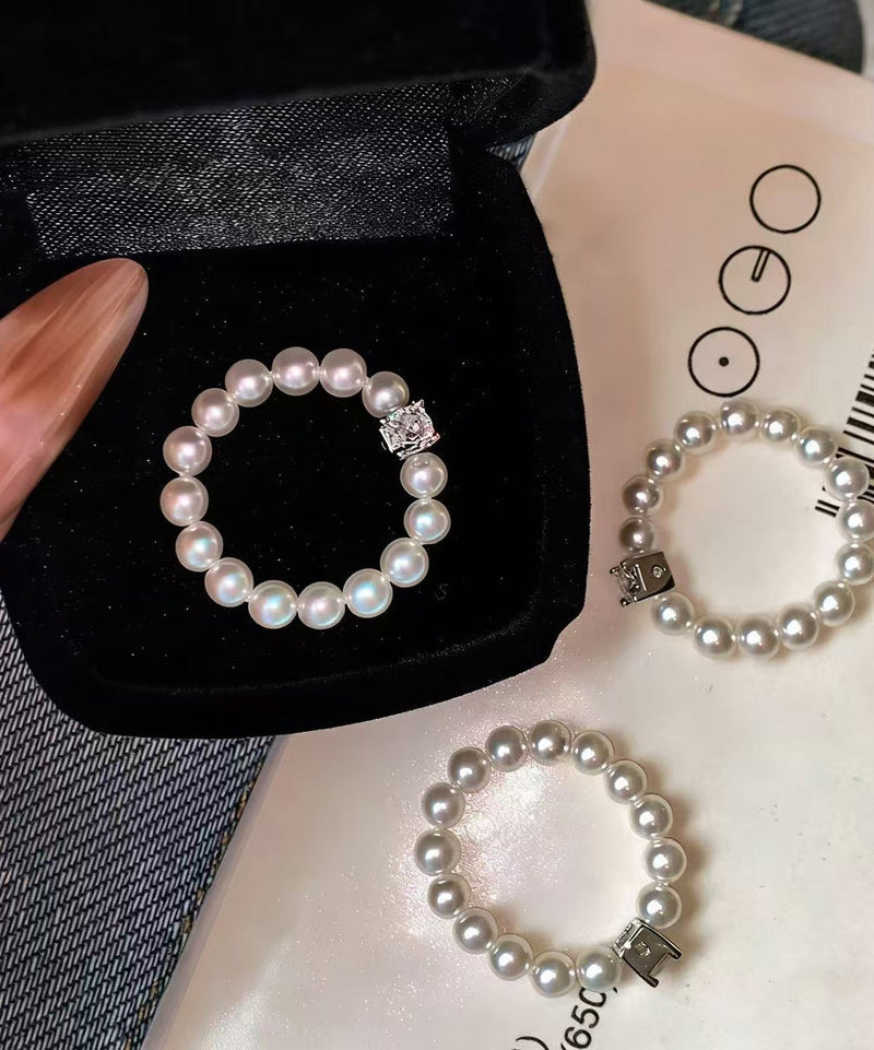 Classy White Pearl Fine Zircon Elastic Ring
