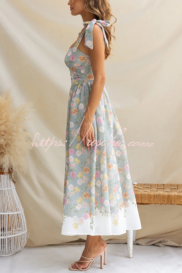 Print Suspenders Slim Maxi Dress
