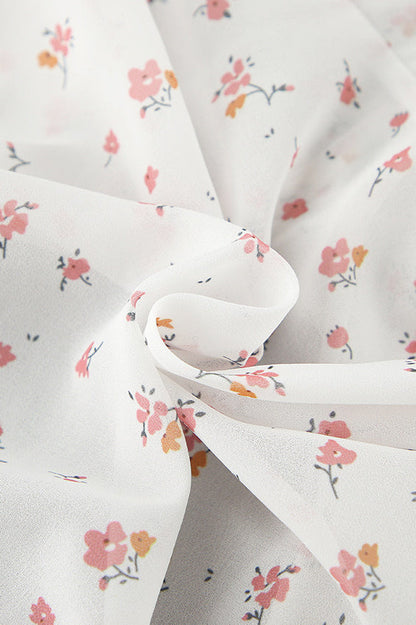 Print Slim Fit V-neck Ruffled Blouse