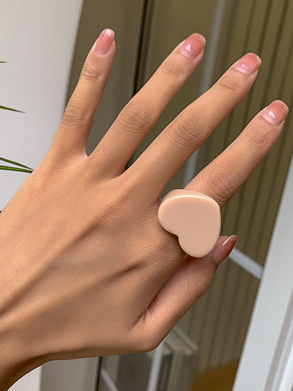 Geometric Heart Shape Color Rings Accessories
