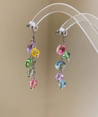 Rainbow Copper Overgild Zircon Tassel Drop Earrings