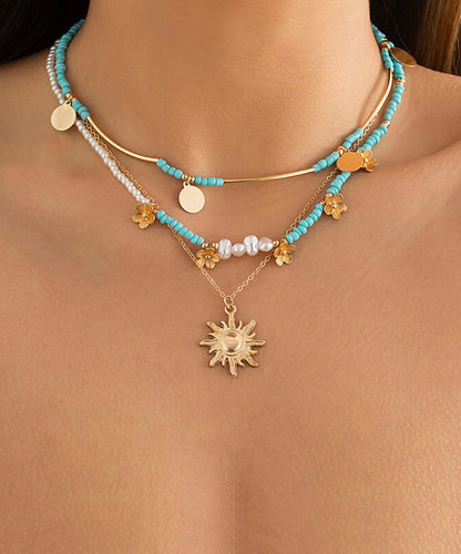 Sterling Silver Alloy Beads Planchet Three Piece Se Pendant Necklace