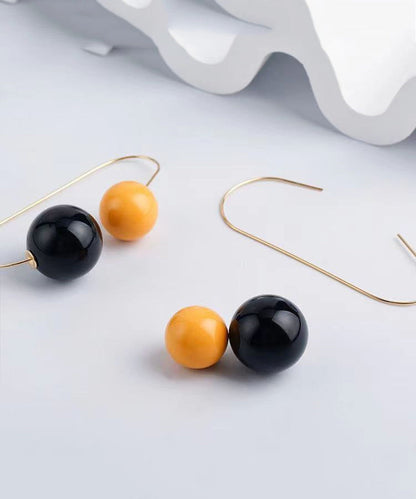 Colorblock Copper Resin Ball Hoop Earrings