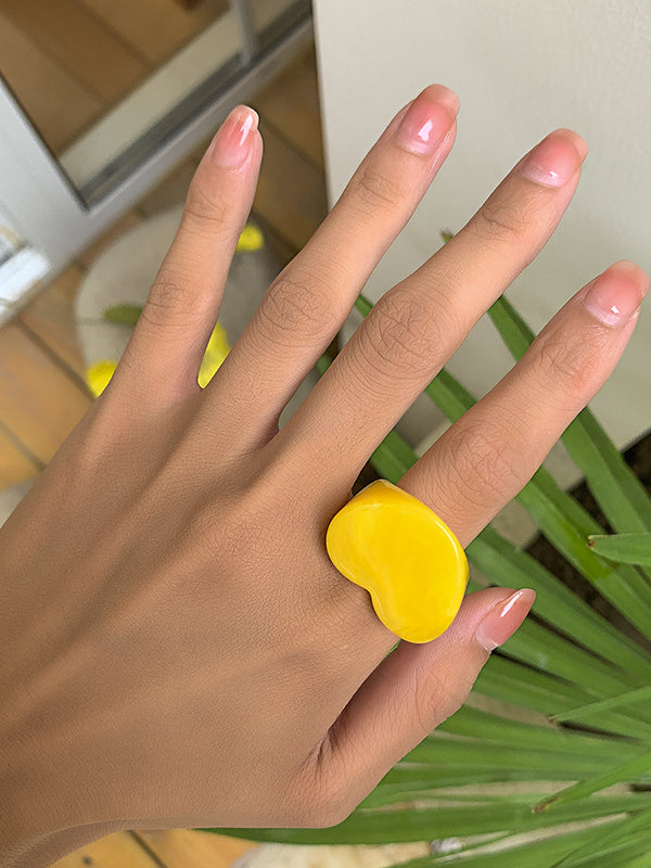 Geometric Heart Shape Color Rings Accessories