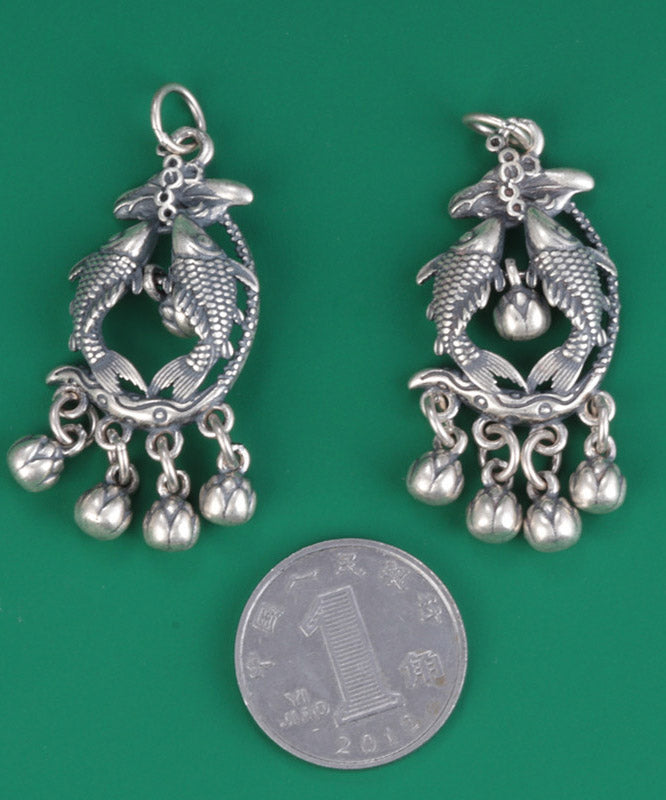 Diy Silk Sterling Silver Pisces Tassel Drop Earrings