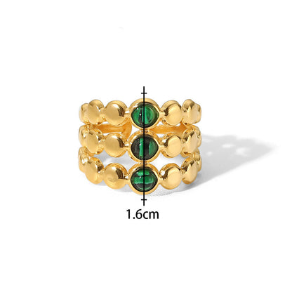 Inlaid Malachite Stainless Steel Ring