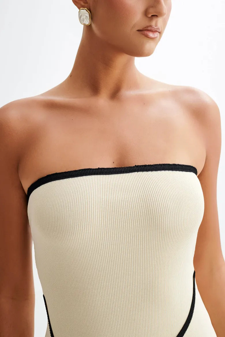 Joanna Strapless Asymmetrical Knit Mini Dress
