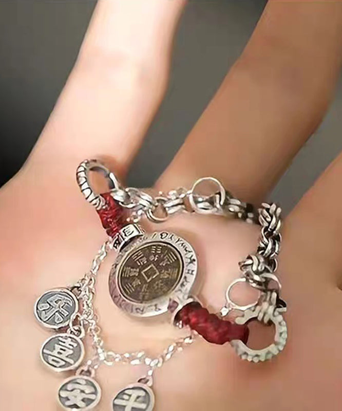 Silk Sterling Silver Peace and Joy Lariat Necklace
