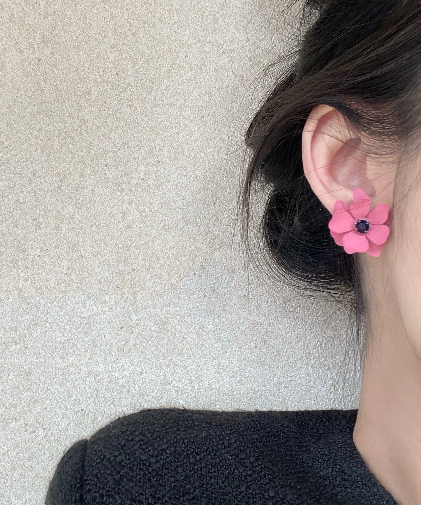 Red Alloy Obsidian Stud Earrings