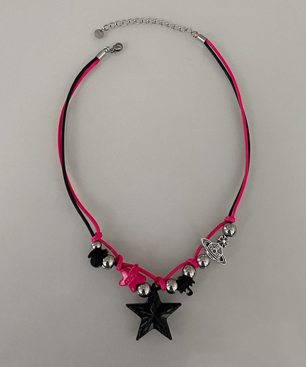 Colorblock Stainless Steel Alloy Star Pendant Necklace