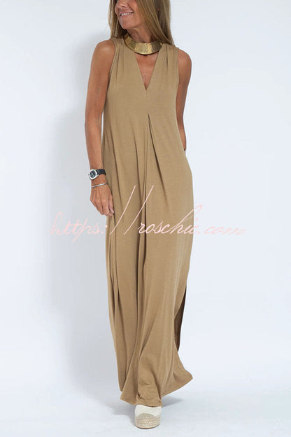 Is Eternal Knit Color Sleeveless Slit Maxi Dress