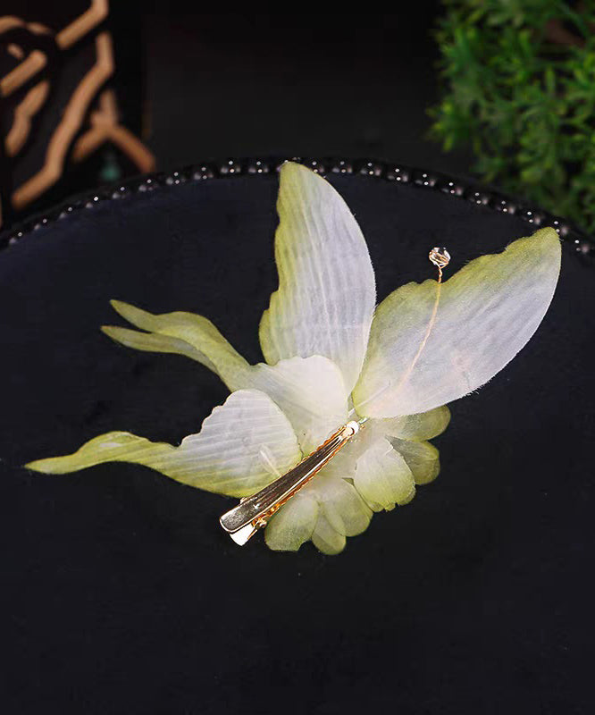 Gradient Color Light Green Alloy Organza Butterfly a Pair Hairpin