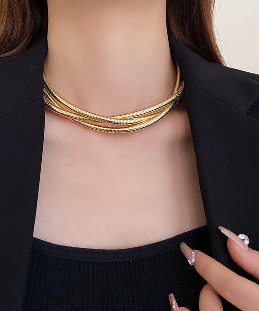 Gold Metal Alloy Layered Choker