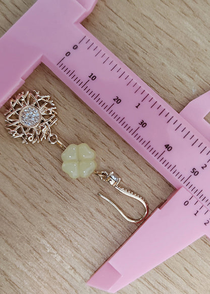 Sunflower Zircon 14k Gold Drop Earrings