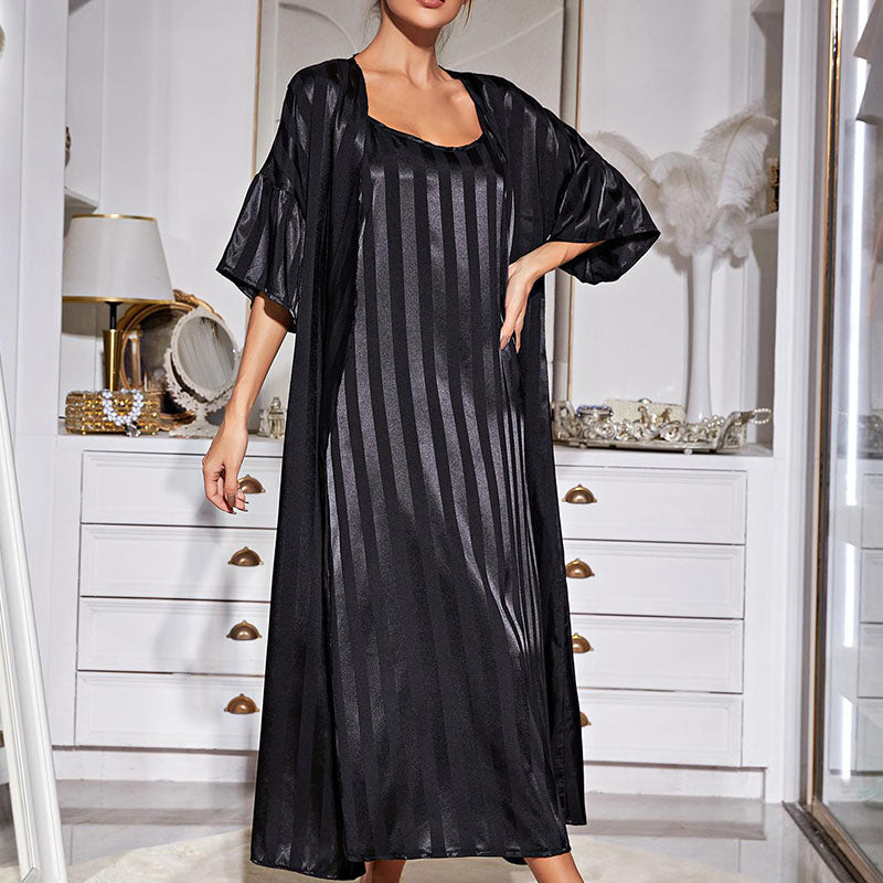 Two Pieces Dress and Cardigan Pajama Sets