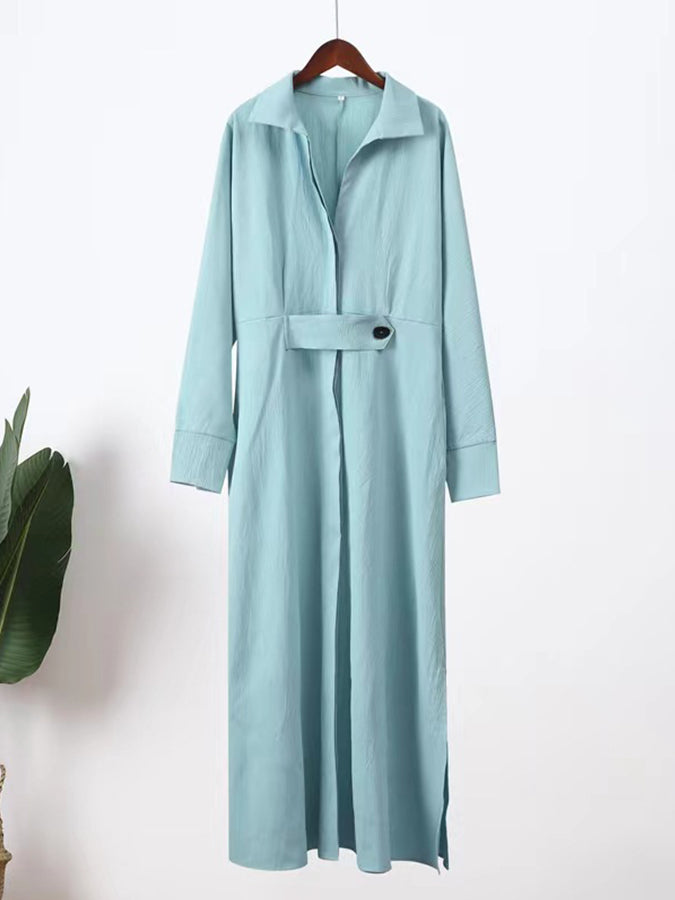 Long Sleeves Buttoned Shirt Maxi Dress