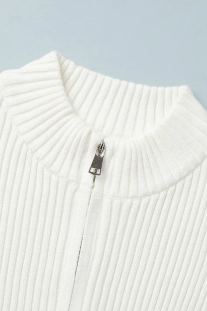 Zip Front Knit Cardigan
