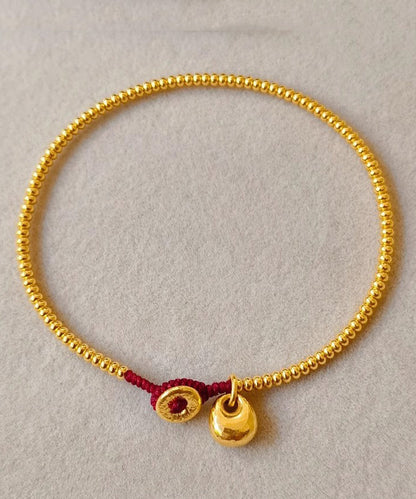 Gold Hand Woven Beading Charm Bracelet
