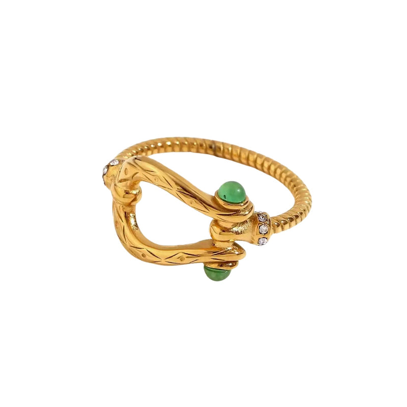 Irene 18k Serpent Infinity Garnet Ring